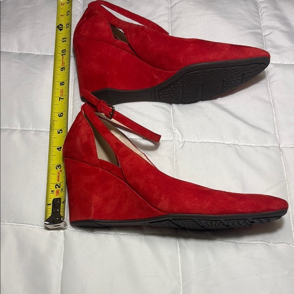 Cole Haan Red Suede (Leather) Lacey Wedge Heels - Picture 3 of 8